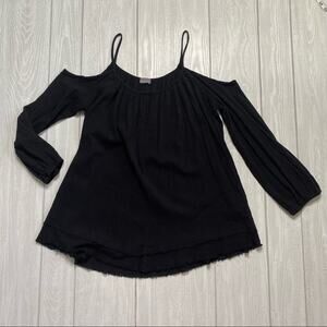 Braeve Women's Black Flowy Cold Shoulder Long Sleeve Blouse Size Small